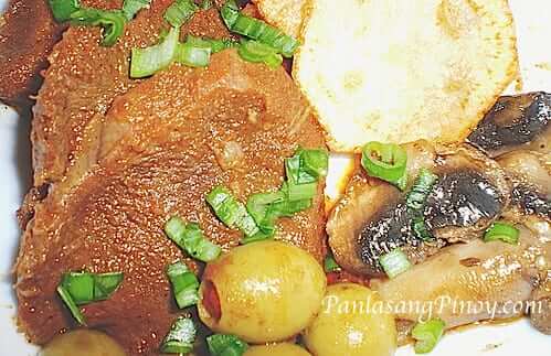 lengua estofada with mushroom and olives recipe