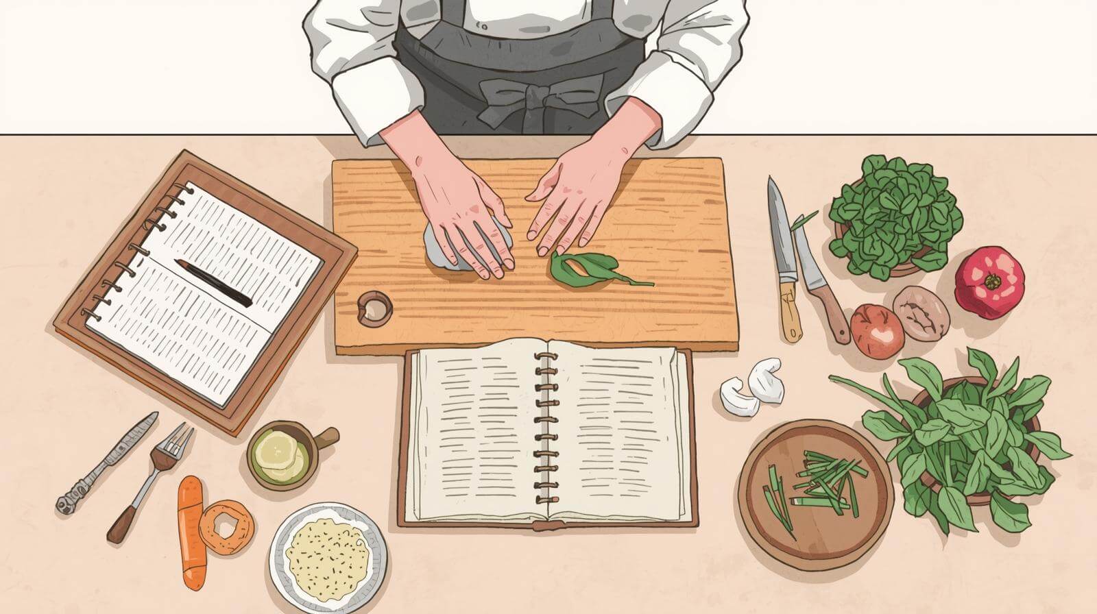 Successful Chef practicing with a cutting board