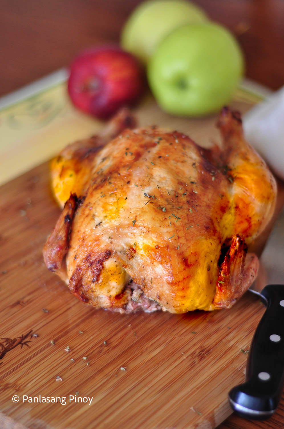 Roasted chicken ready to be carved