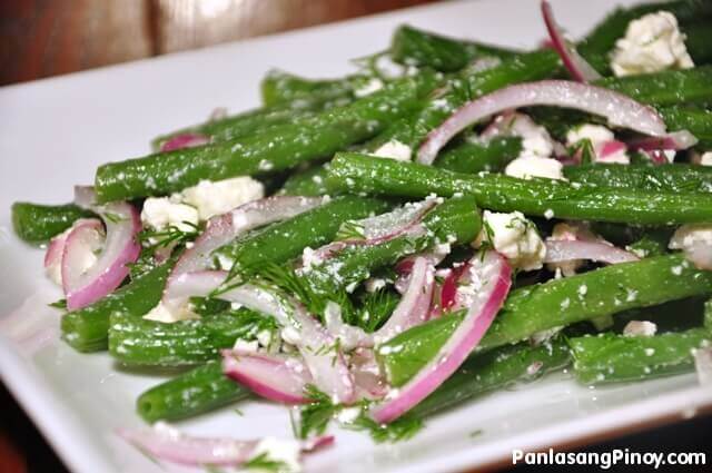 long green bean salad with feta and dill recipe