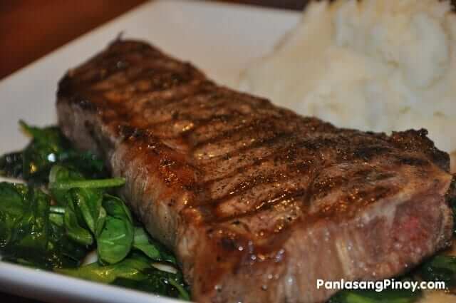 new york strip steak with spinach