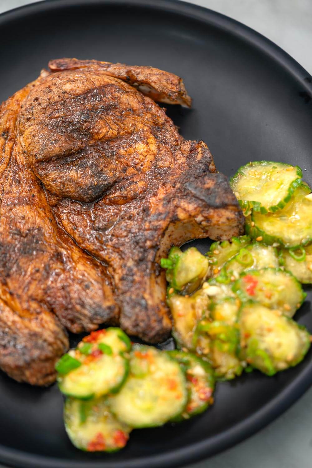 Brined and grilled pork chops