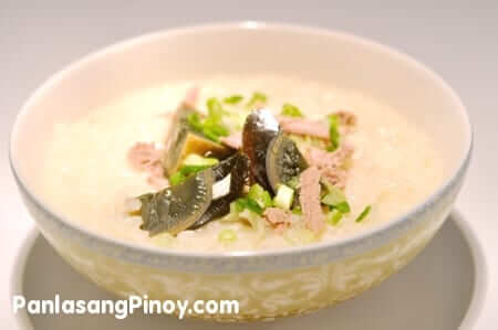 century egg congee with salted pork