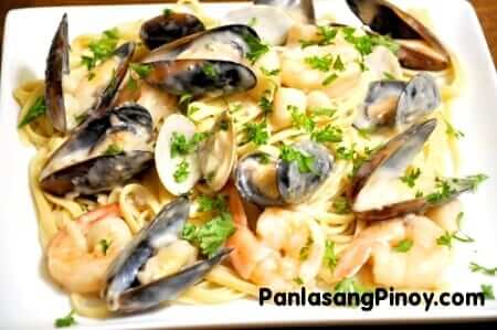 recette de pâtes crémeuses aux fruits de mer