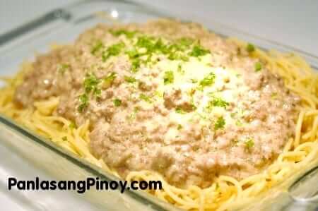 ground beef spaghetti alfredo