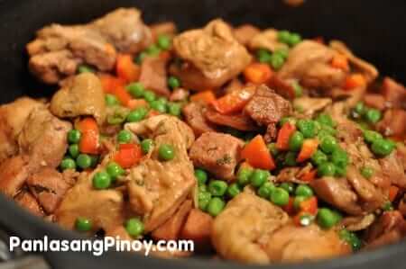 Ham and green peas saute recipe