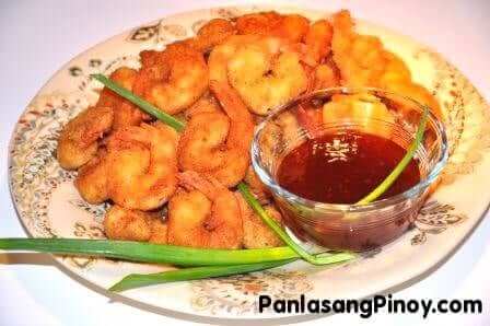 breaded shrimp with sweet and sour sauce