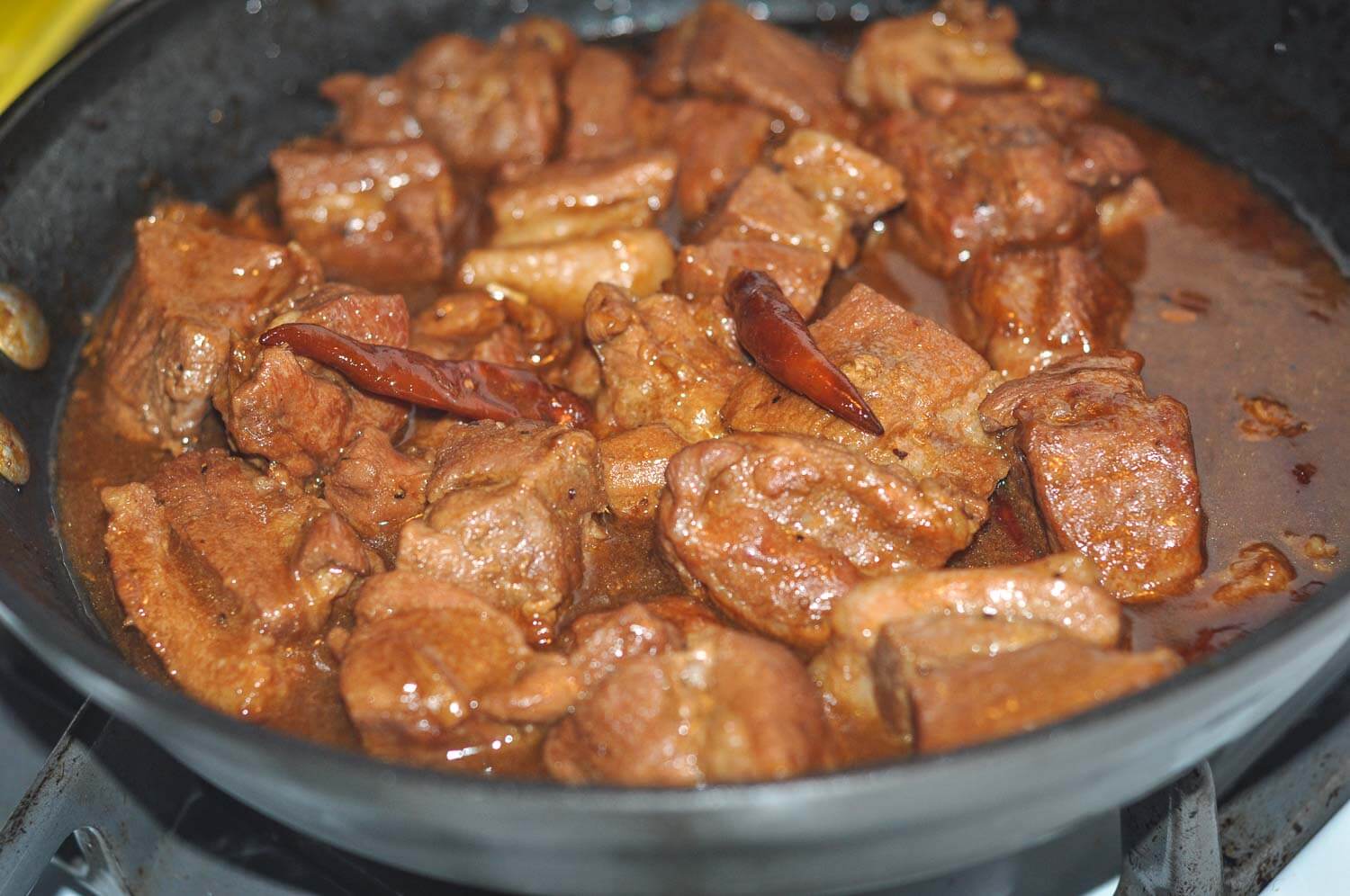 Pork adobo with chillies