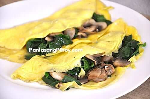 breakfast mushroom spinach omelet
