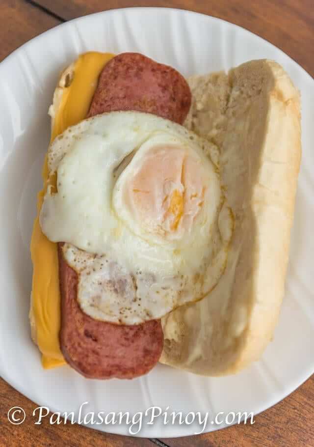 spam and egg sandwich with cheese