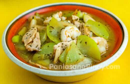 sayote guisado with chicken and shrimp panlasang pinoy