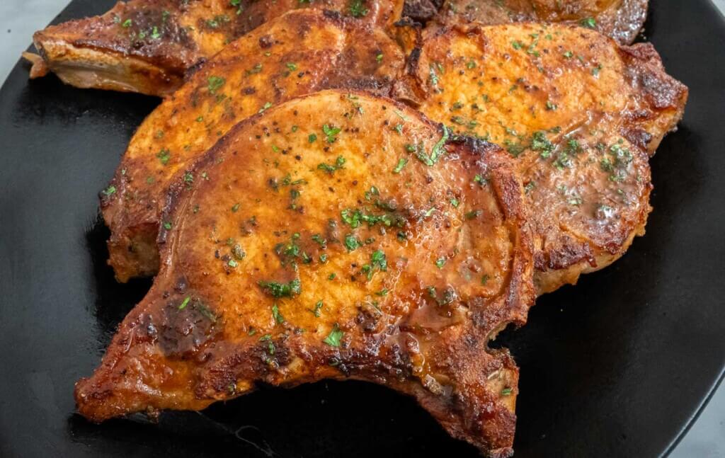 Close-up pork chop shot