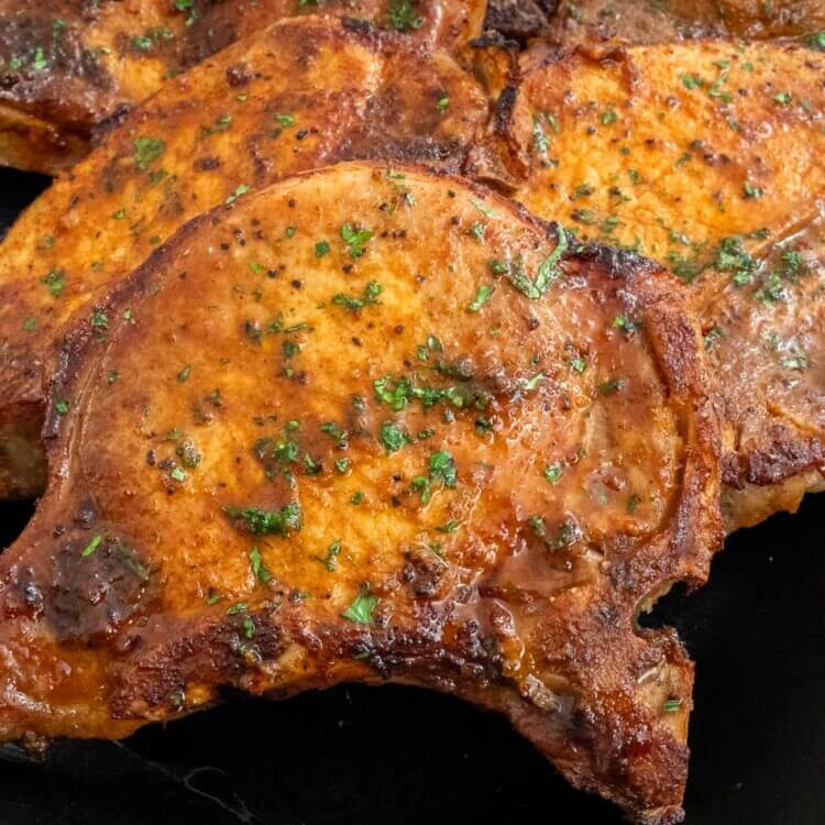 Close-up pork chop shot