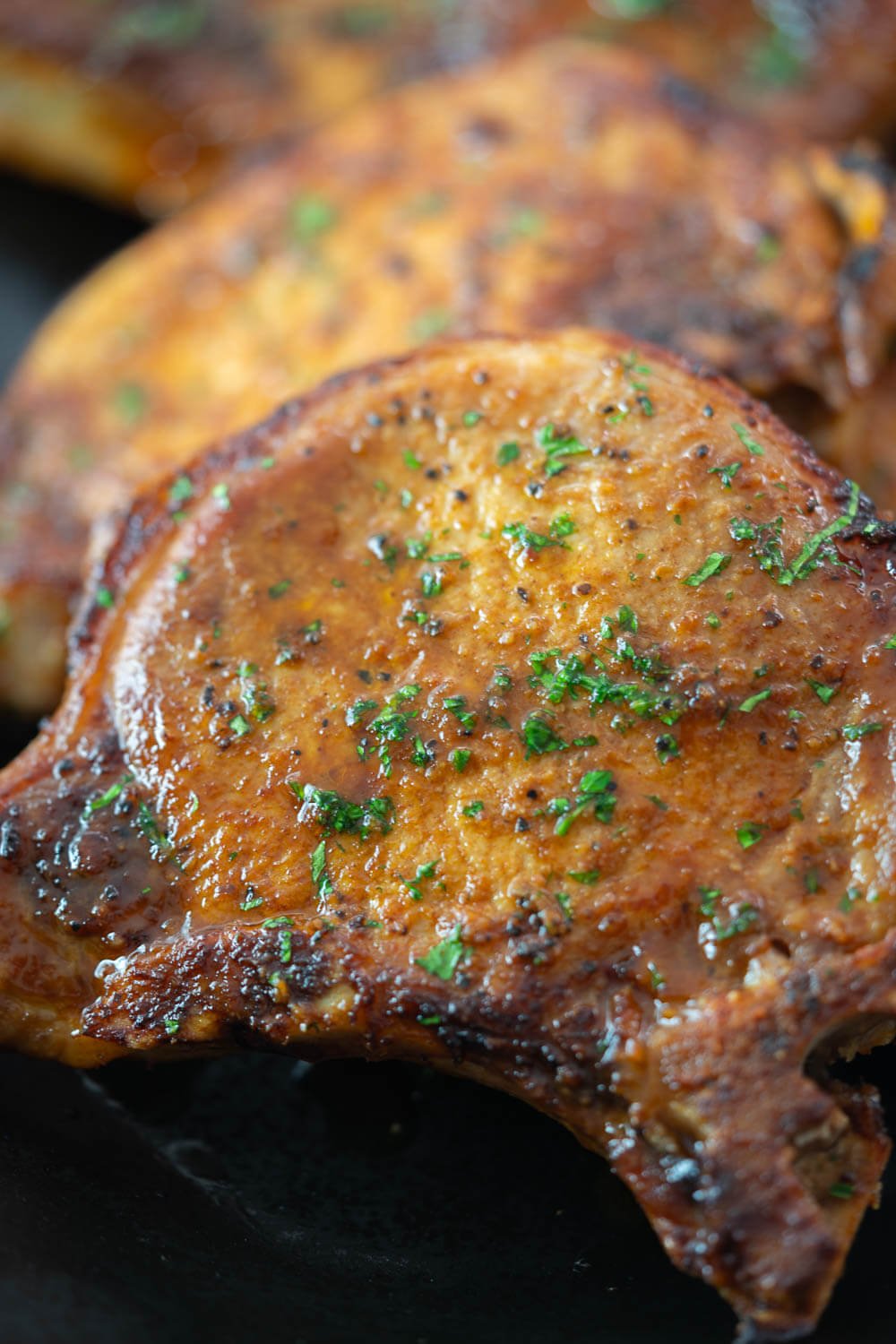 Tender juicy pork chop served