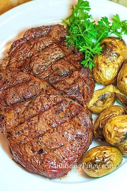rib eye steak with grilled potato