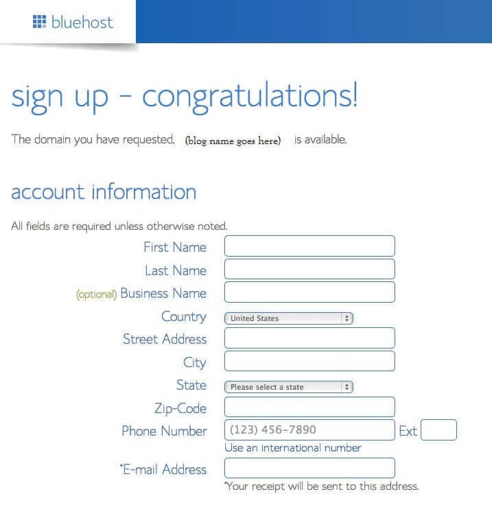 bluehost-account-info-screen