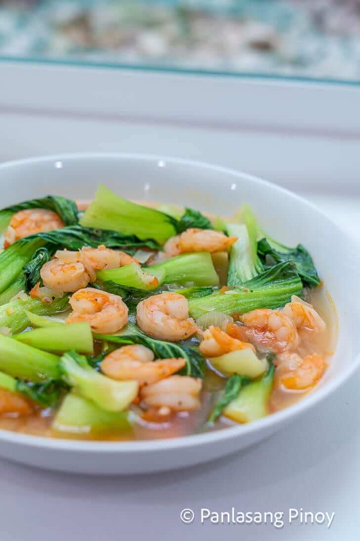 sauteeed bok choy with shrimp