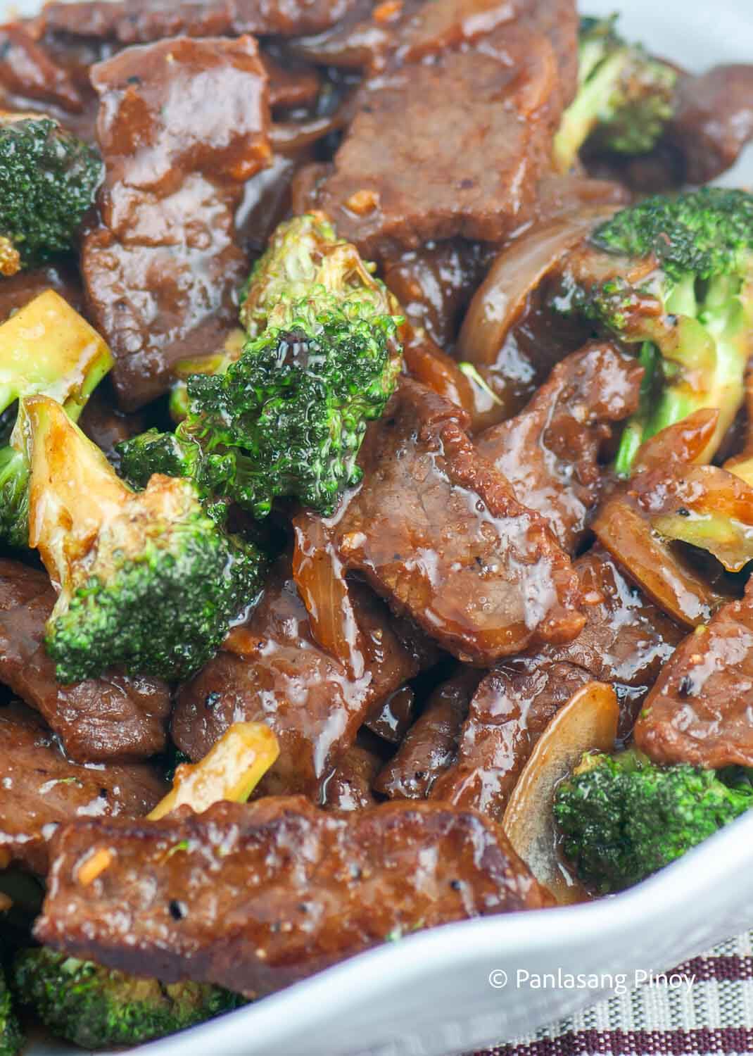 Stir fry beef close up