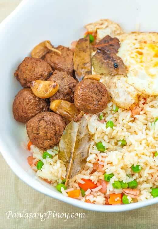 Adobong Meatball With Fried Rice and Egg_