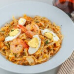 Palabok with egg and shrimp