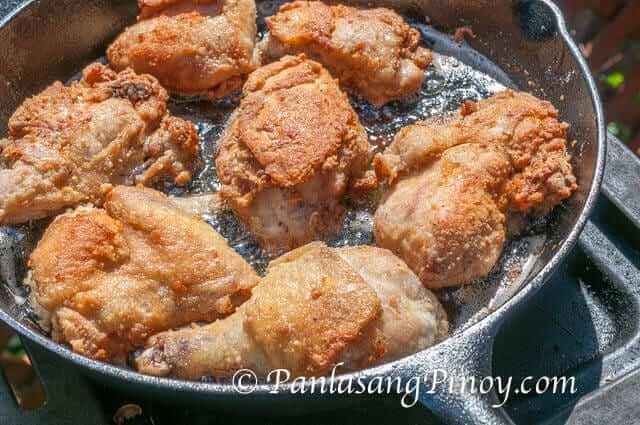 Pinoy Style Fried Chicken frying