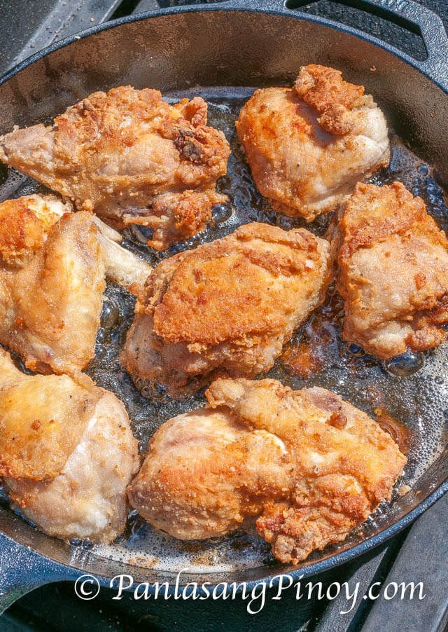 Pinoy Style Fried Chicken on pan