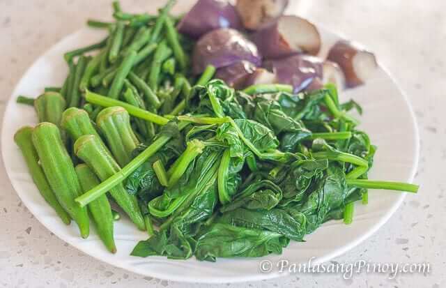 Sinigang Balanched Vegetables - Spinach, Okra, Eggplant, String Beans