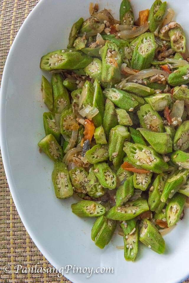 Ginisang Okra with Fish Flakes Recipe