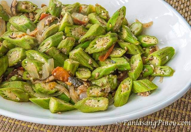 Ginisang Okra with Fried Galunggong