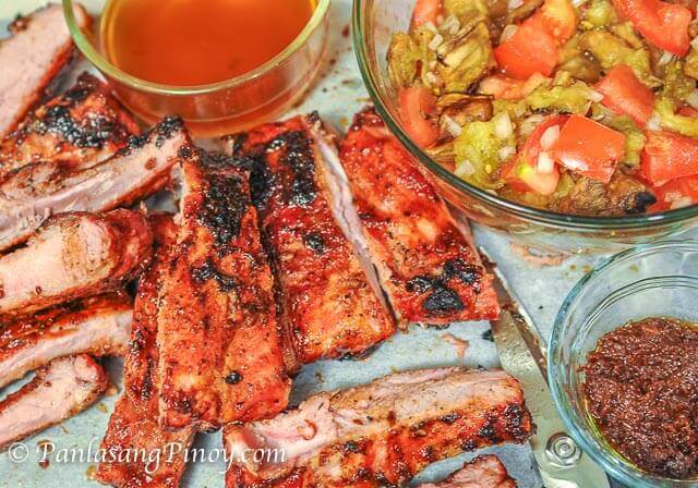grilled st. louis style ribs with ensaladang talong and bagoong