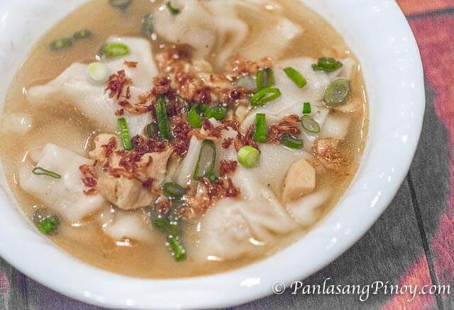 pancit molo soup with toasted garlic