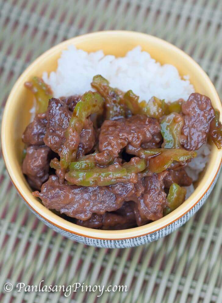 Beef in Oyster Sauce Stir Fry with Ampalaya Rice Bowl Lunch