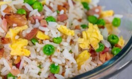 Ham and Egg Fried Rice with Sweet Peas