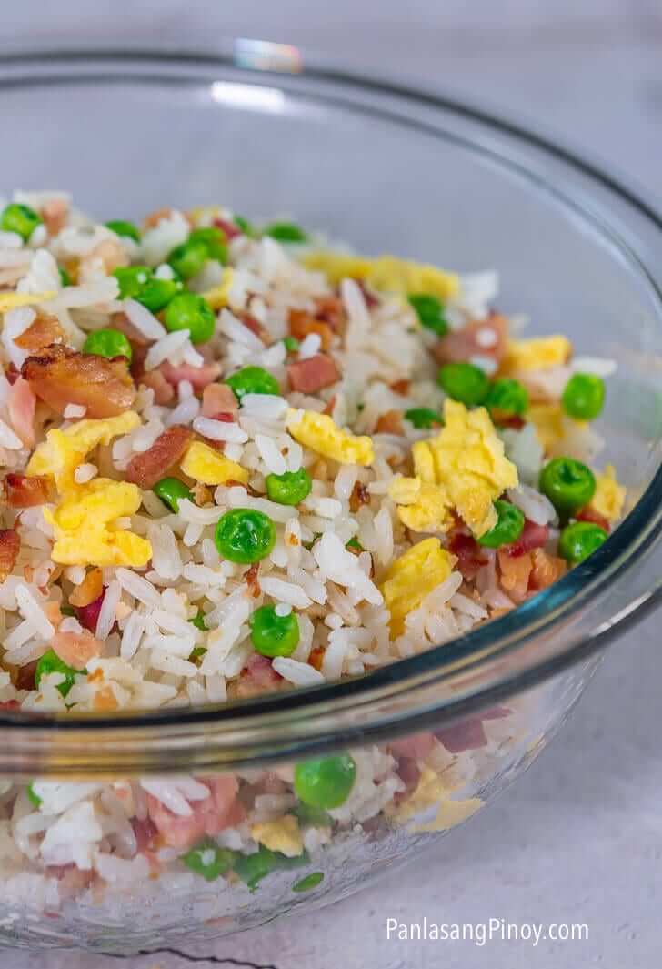 ham and egg fried rice with green peas recipe