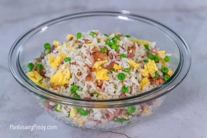 ham and egg fried rice with green peas recipe-2