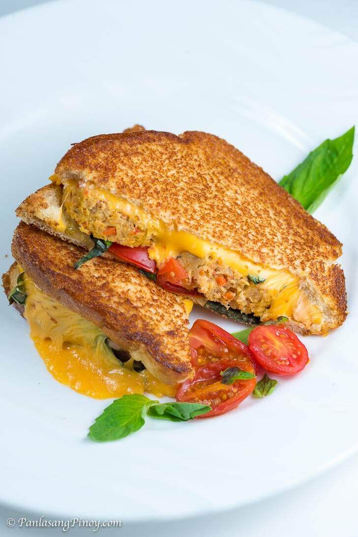 Embutido Meatloaf with Tomato and Basil Grilled Cheese Sandwich