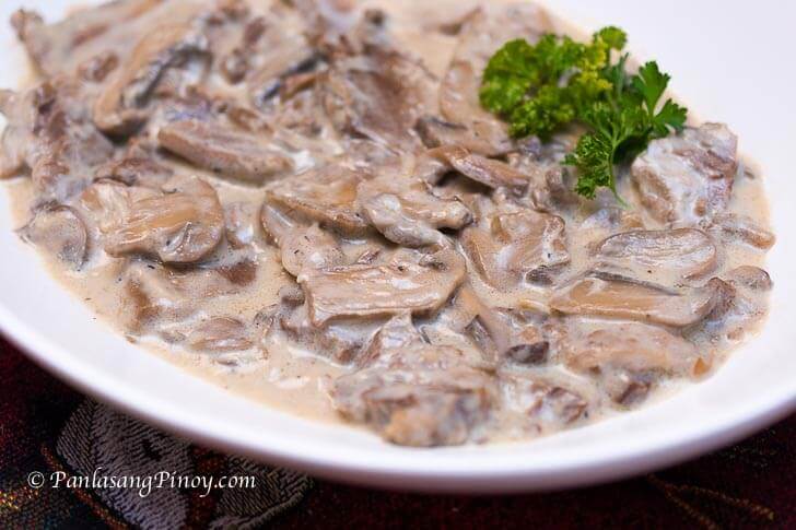 Lengua in White Mushroom Sauce Panlasang Pinoy