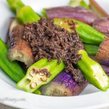 Steamed Eggplant and Okra with Bagoong