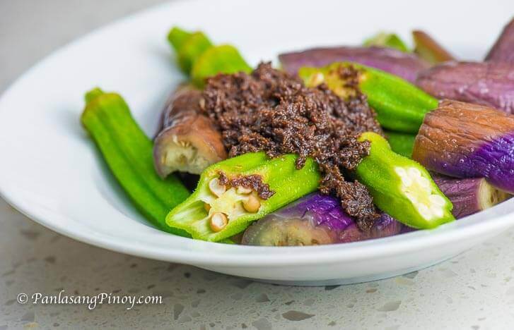 Steamed Eggplant and Okra with Bagoong Recipe