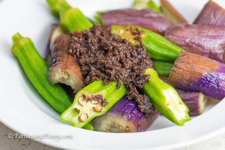 Steamed Eggplant and Okra with Bagoong