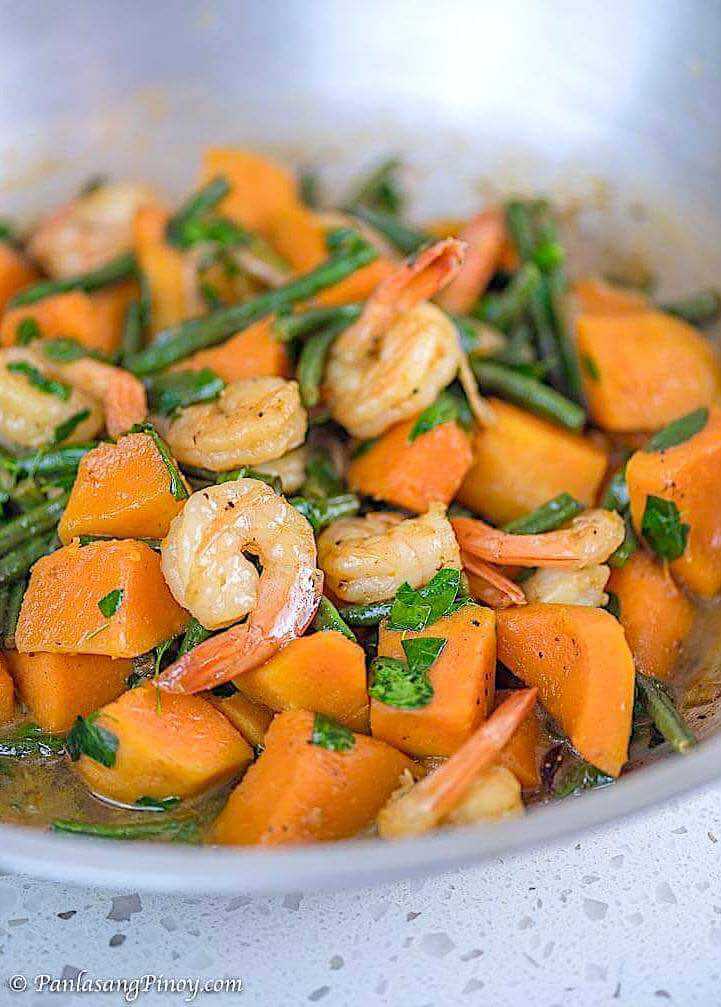 Ginisang Sitaw at Kalabasa with Shrimp Recipe