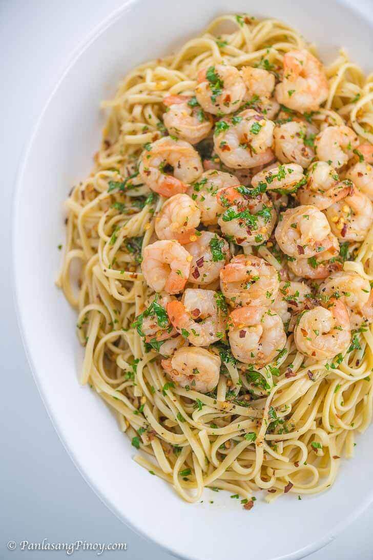 Shrimp Scampi with Linguine - Panlasang Pinoy