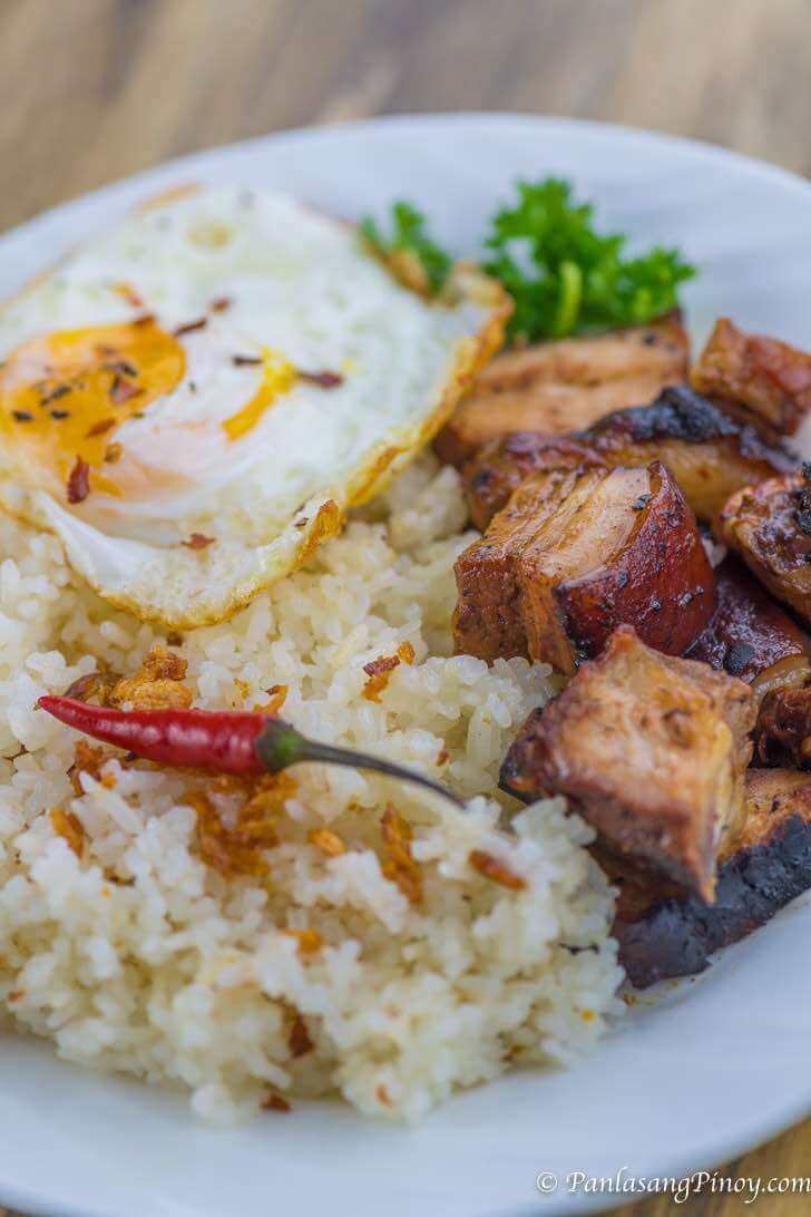 Grilled Pork Belly with Garlic Fried Rice Fried Egg Liempo