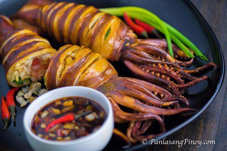 Grilled Stuffed Squid - Inihaw na Pusit