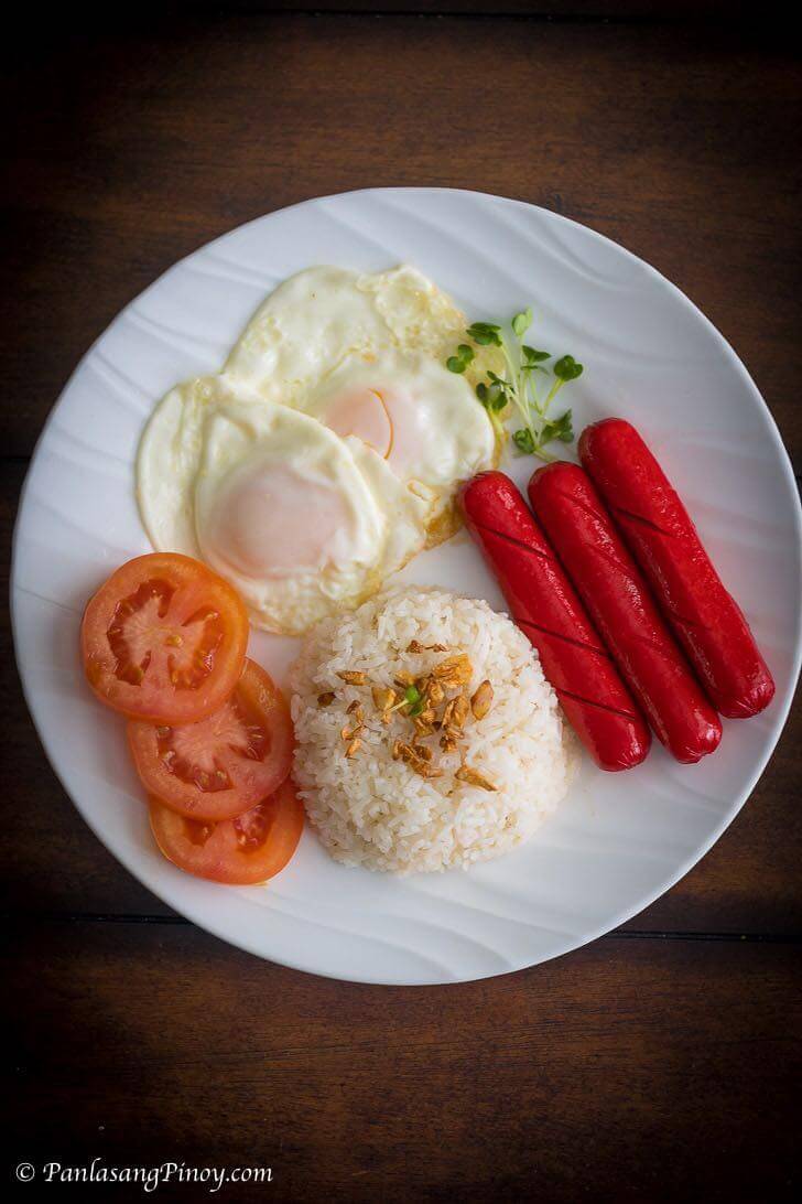 Rice with Sausage, Onion, Ketchup and Sunny-Side-Up Egg