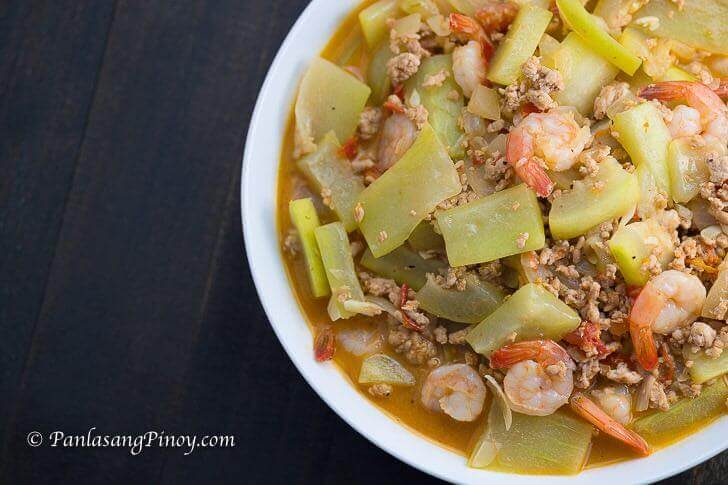 Sauteed Bottle Gourd with Ground Pork and Shrimp Recipe - Panlasang Pinoy
