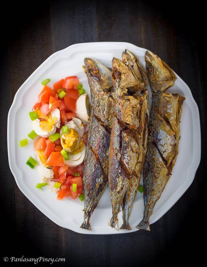 Fried Galunggong with salted egg and tomato recipe_