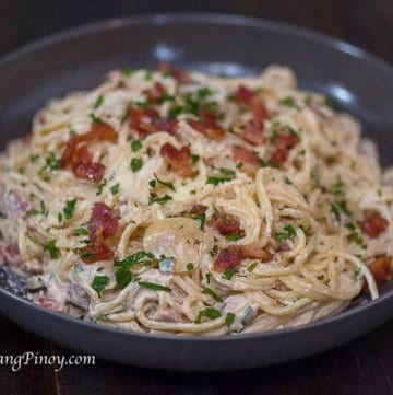 Filipino Style Bacon and Mushroom Spaghetti Carbonara Recipe