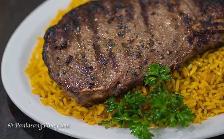 Grilled Rib Eye Steak with Arroz Amarillo Recipe