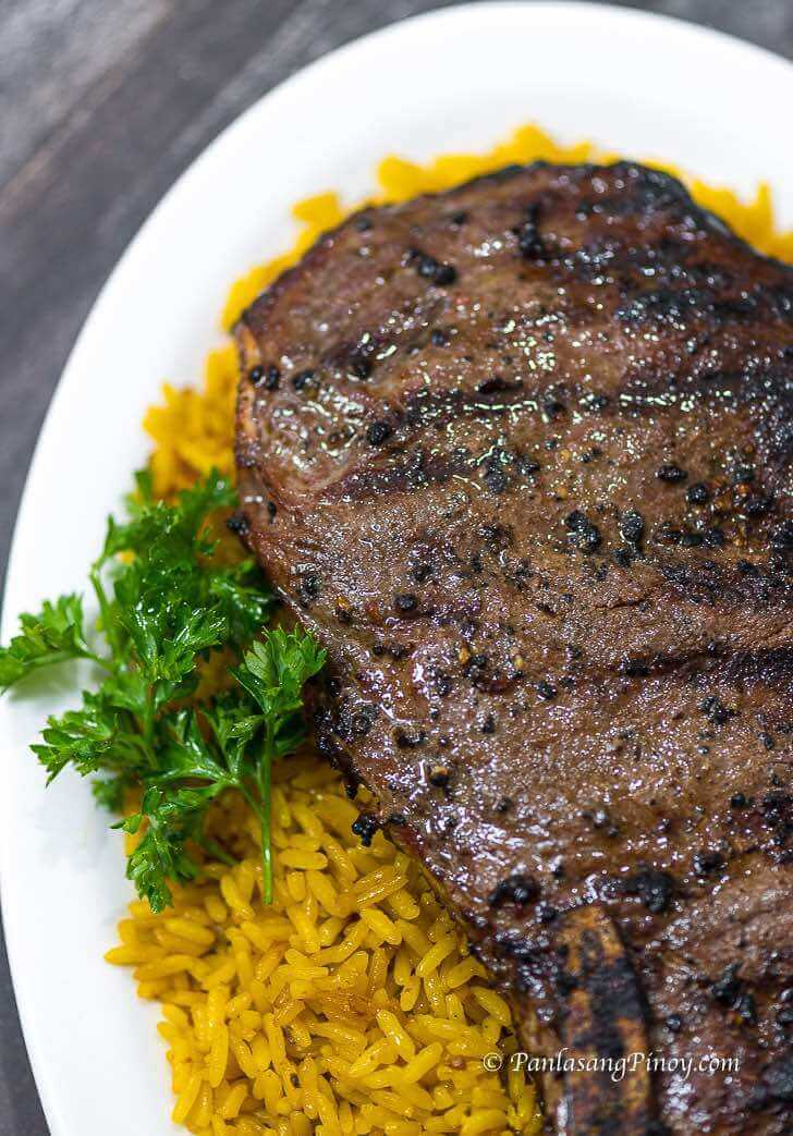 Grilled Rib Eye Steak with Arroz Amarillo